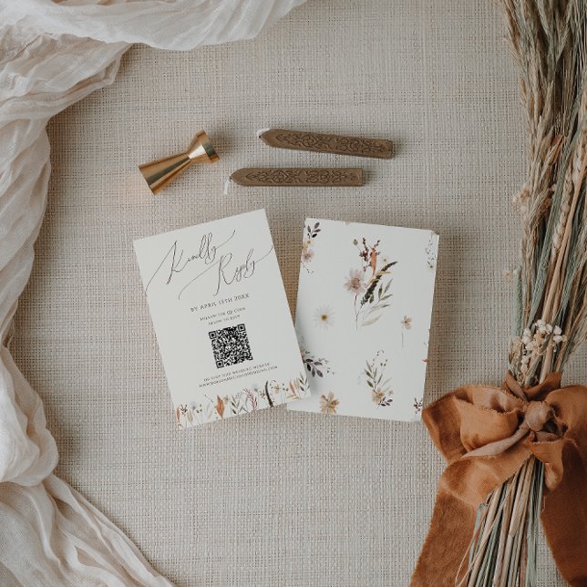Boho Autumn Wildflower | Placa RSVP de Código QR b (Criador carregado)