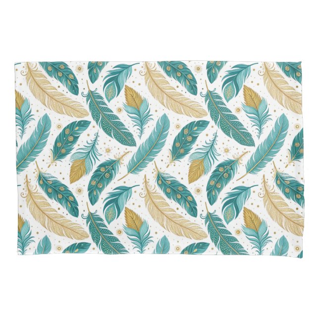 Boho Azul-turquesa e Penas Douradas (Frente-Esquerda)