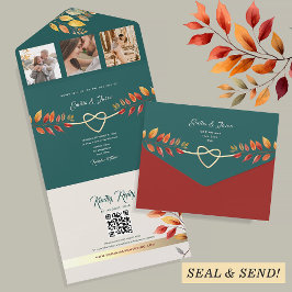 Boho Azul-verde Laranja Casamento de Outono