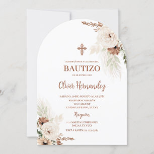 Boho Baptism Convite Espanhol