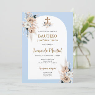 Boho Baptism espanhol Convite Floral