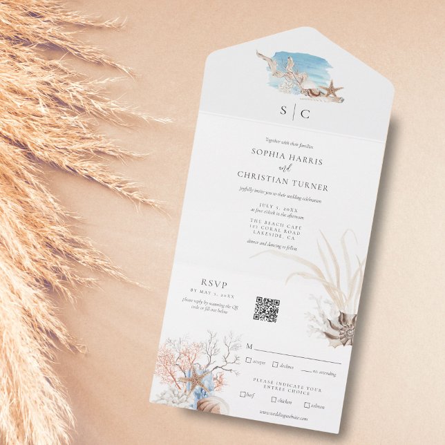 Boho Beach All in One Convite de casamento (Criador carregado)