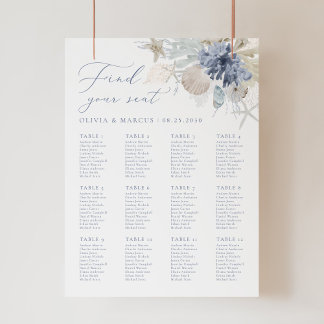 Boho Beach Blue Weding Sign Poster