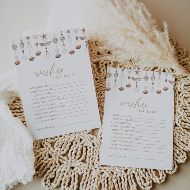 Boho Beach Shell deseja um cartão de bebê (Zazzle Boho Beach Shell Wishes for Baby Card)