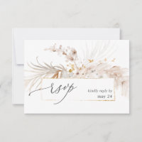 Boho Beach Tropical Beige Floral w Meal RSVP 2