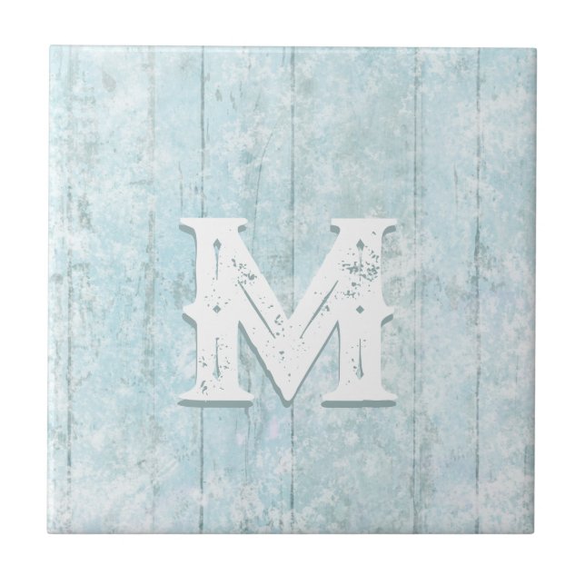 Boho Beach Wood Rustic Monograma Coastal Modern (Frente)