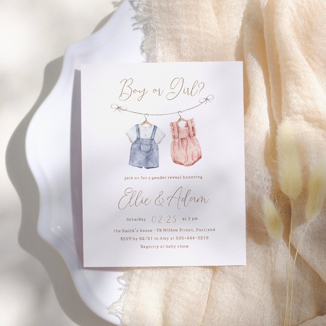 Boho Bebê Roupas Orçamento Gênero Rever Convite (Criador carregado)