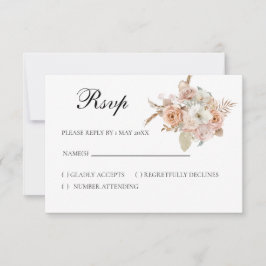 Boho beige floral RSVP card