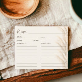 Boho beige pampas gramíneas aquarela receita noiva