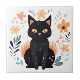 Boho Black Cat Scandinavian FolArt