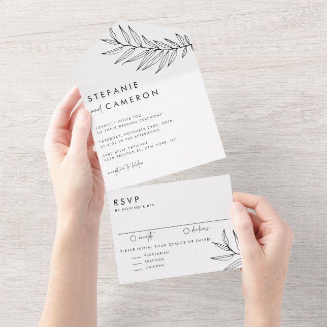 Boho Black Minimalist Foliage Weding (Tearaway)