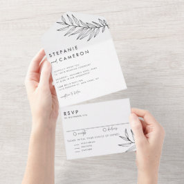 Boho Black Minimalist Foliage Weding
