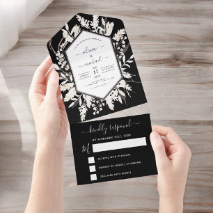 Boho Black White Beige Botânico