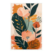 Boho Bliss - Impressão Floral Abstrato minimalista