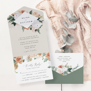 Boho Blooms Casamento Floral Geométrico Moderno