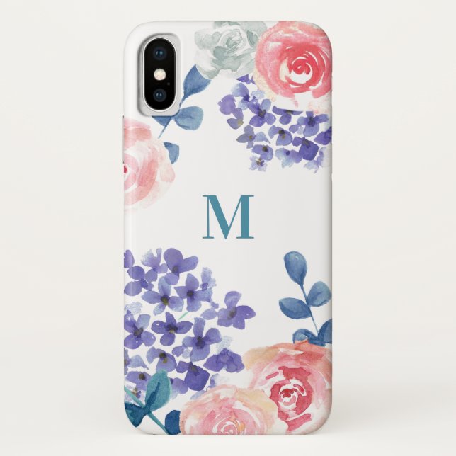 Boho Blossom: Capa de telefone Floral Com Monogram (Verso)
