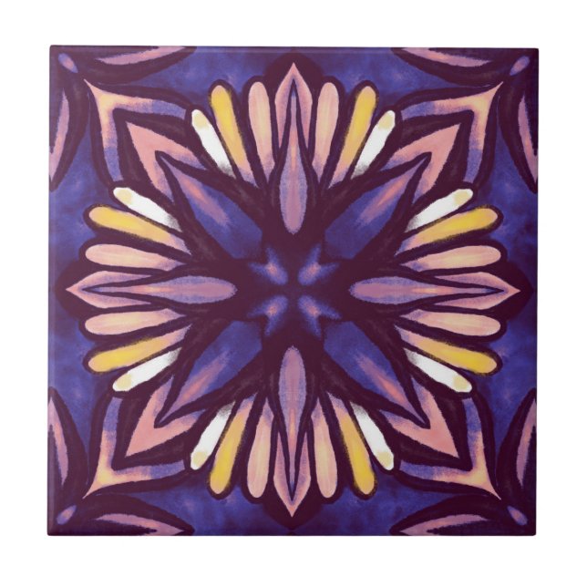 Boho Blossom: Padrão Floral Artístico Roxo (Frente)