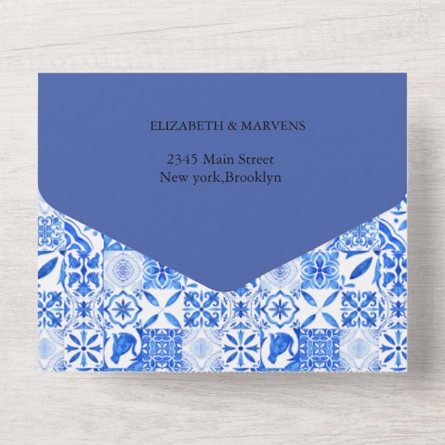 Boho Blue azulejo e casamento com Lemon Arch (Verso)
