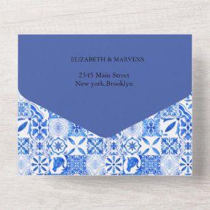 Boho Blue azulejo e casamento com Lemon Arch