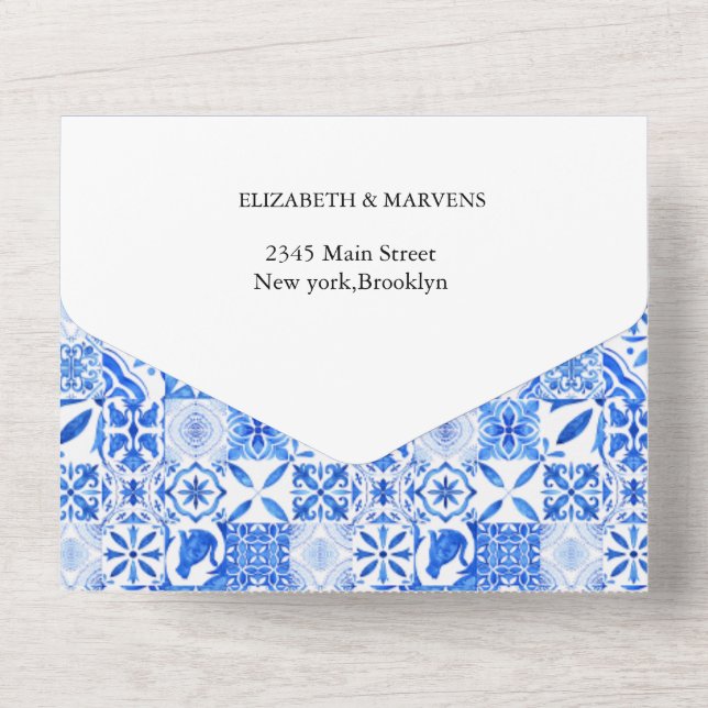 Boho Blue azulejo e casamento com Lemon Arch (Verso)
