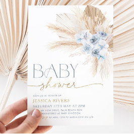 Boho Blue Floral Chá de fraldas Convite Floral Boy