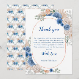 Boho Blue Grama Cortadeira Casamento Agradecimento