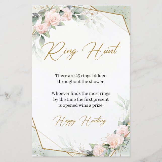 Boho Blush e ouro - Jogo de Caça-Anéis (Frente)