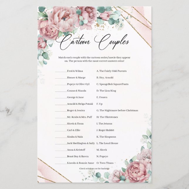 Boho blush eucalyptus gold frame Casais de desenho (Frente)