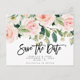 boho blush floral casamento salve o cartão de data
