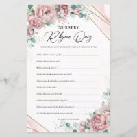 Boho blush floral de ouro verde Nursery Rhyme Quiz
