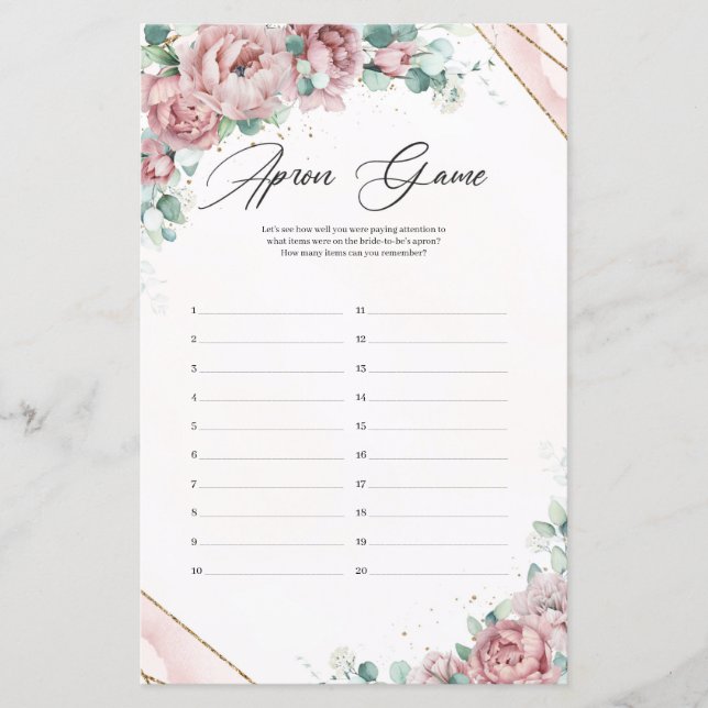 Boho Blush floral eucalipto quadro de ouro Apron G (Frente)