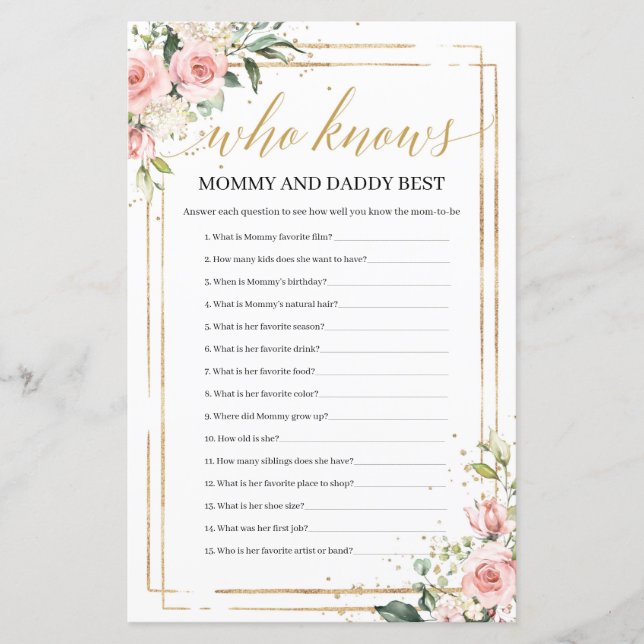 Boho blush floral que conhece melhor mamãe e pai (Frente)