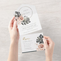 BOHO BLUSH FLORAL WREATH MONSTRERA LEAF WEDDING AL