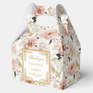 Boho blush ivory gold floral caixa favor ao casame