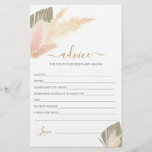 Boho Blush Pampas Grass Advice para o Cartão Brid