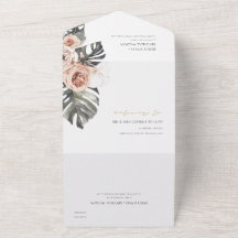 BOHO BLUSH PEACH FLORAL MONSTRERA LEAF CASAMENTO D
