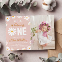 Boho Blush Pink Daisy Convite de Aniversário