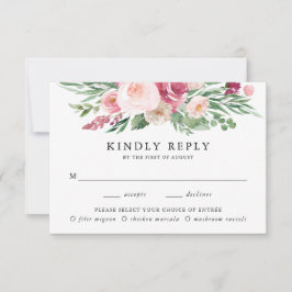 Boho Blush & Pink Floral Meal Choice RSVP de Casam