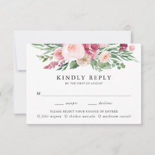 Boho Blush & Pink Floral Meal Choice RSVP de Casam
