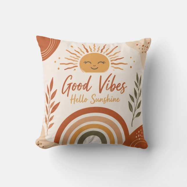 Boho Boas Vibrações Olá Sol Almofada  (Frente)