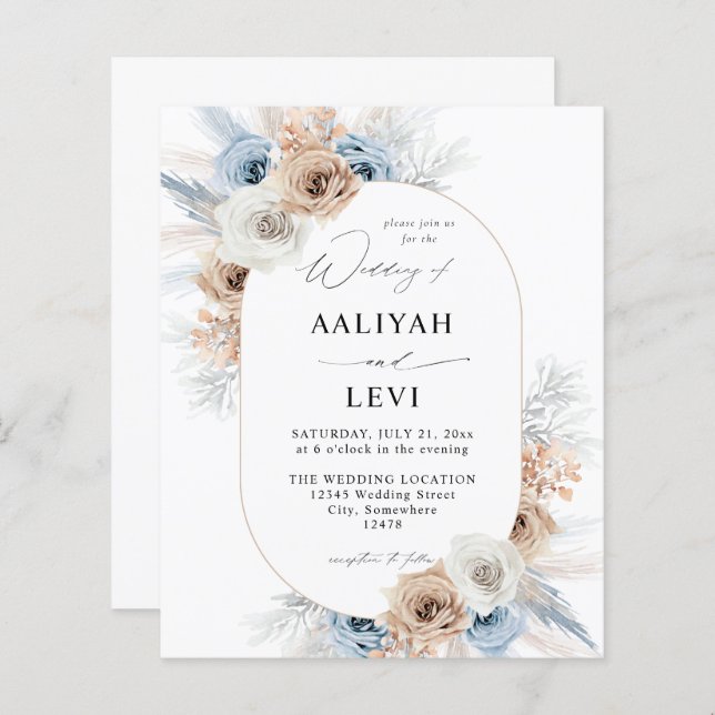 Boho Boho Floral 2 - Azul e Beige (Frente/Verso)