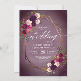 Boho bordo convite para casamento geométrico