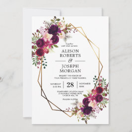 Boho bordo convite para casamento geométrico