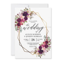 Boho bordo convite para casamento geométrico