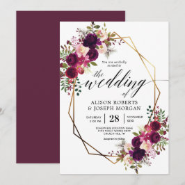 Boho bordo convite para casamento geométrico