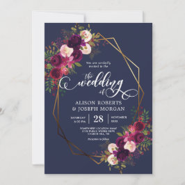 Boho bordo convite para casamento geométrico