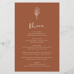 Boho Botanicals Terracotta Menu Casamento Cartão