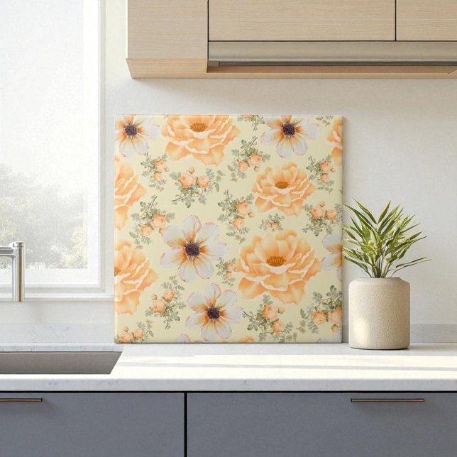 Boho Botânico Aquarela Laranja Creme Floral (Criador carregado)