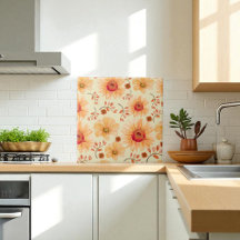 Boho Botânico Aquarela Laranja Creme Floral