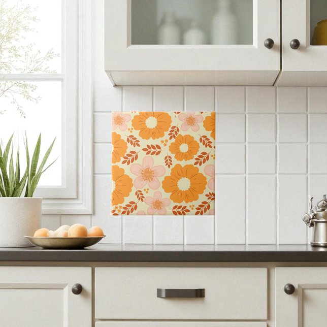 Boho Botânico Aquarela Laranja Floral (Criador carregado)